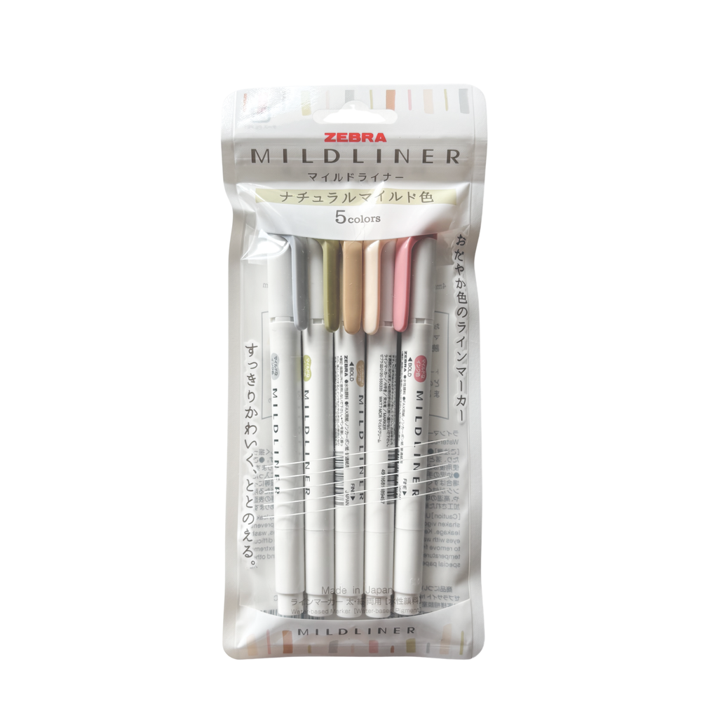 Zebra Mildliner Double-Sided Highlighter - Fine / Bold - 5 Color Set