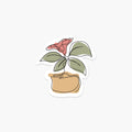 Rose in a Pot - Floral Line Art Sticker